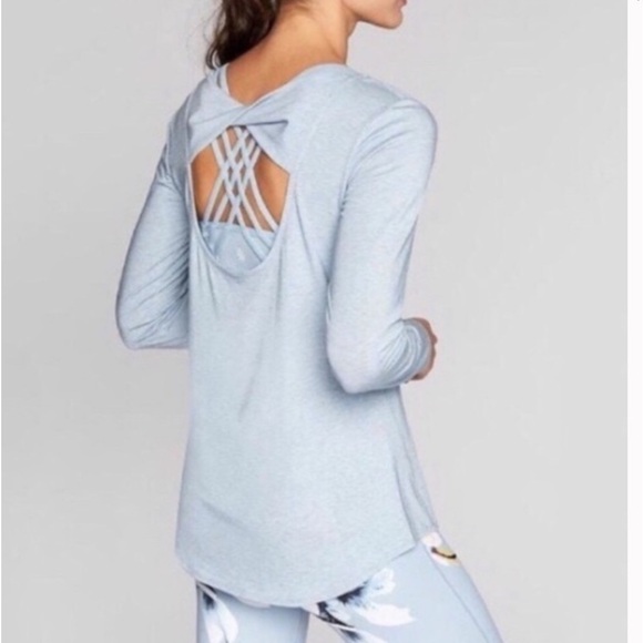 Athleta Criss Cross Open Back Flexlite Top Light Blue Women’s Small T159 - Picture 1 of 9